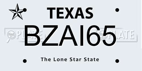 BZAI65 Texas License Plate