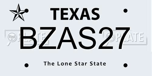 BZAS27 Texas License Plate