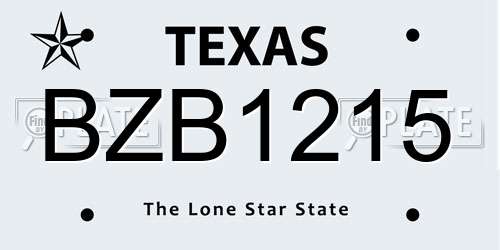 BZB1215 Texas License Plate