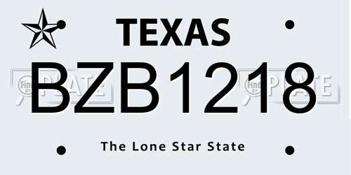BZB1218 Texas License Plate