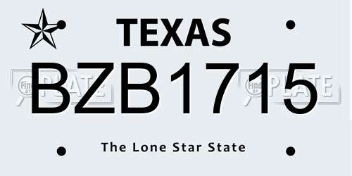 BZB1715 Texas License Plate