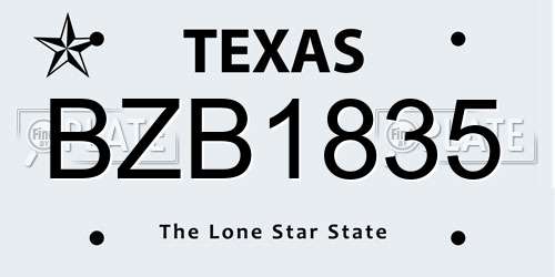 BZB1835 Texas License Plate