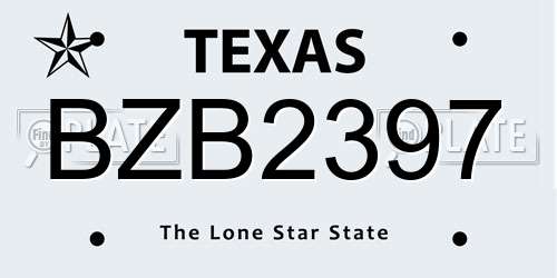 BZB2397 Texas License Plate