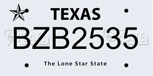 BZB2535 Texas License Plate