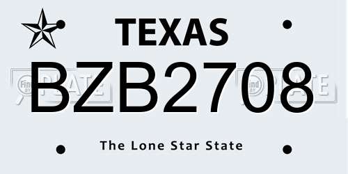 BZB2708 Texas License Plate