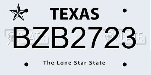 BZB2723 Texas License Plate