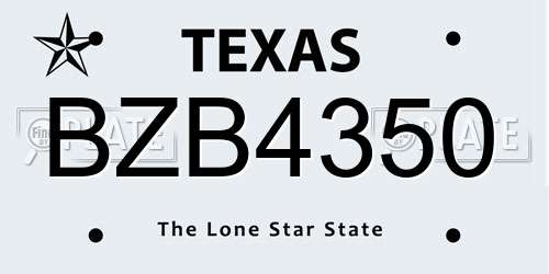 BZB4350 Texas License Plate
