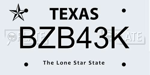 BZB43K Texas License Plate