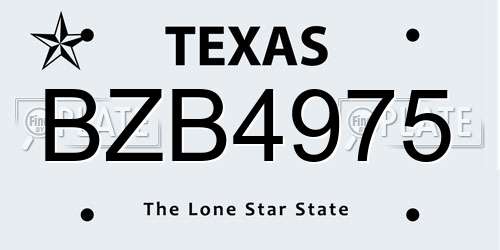 BZB4975 Texas License Plate