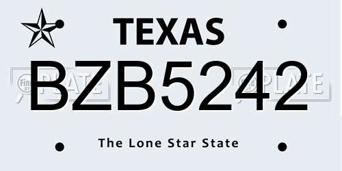 BZB5242 Texas License Plate