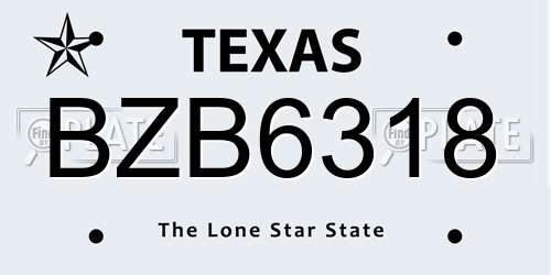 BZB6318 Texas License Plate