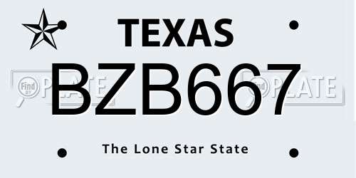 BZB667 Texas License Plate