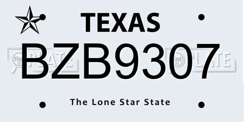 BZB9307 Texas License Plate