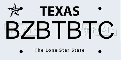 BZBTBTC Texas License Plate