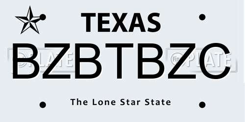 BZBTBZC Texas License Plate