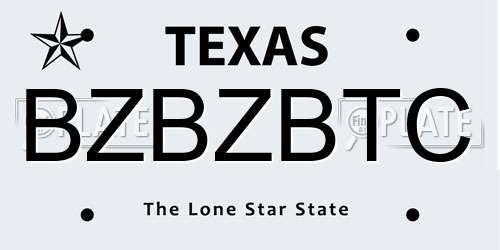 BZBZBTC Texas License Plate