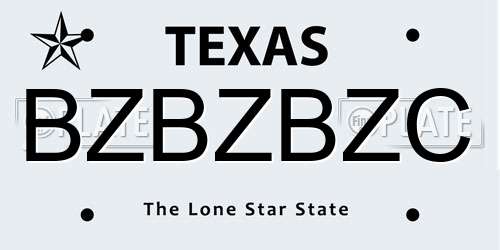 BZBZBZC Texas License Plate