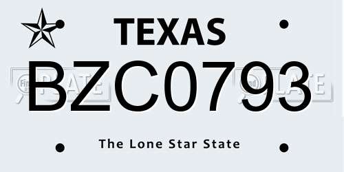 BZC0793 Texas License Plate