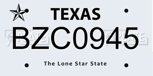 BZC0945 Texas License Plate