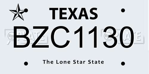 BZC1130 Texas License Plate