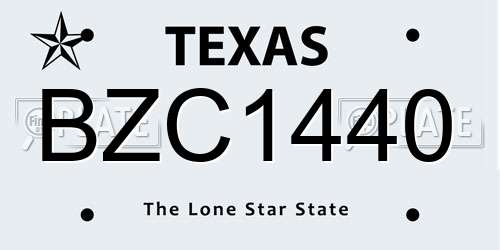BZC1440 Texas License Plate