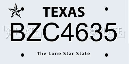 BZC4635 Texas License Plate