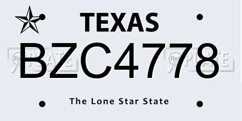 BZC4778 Texas License Plate