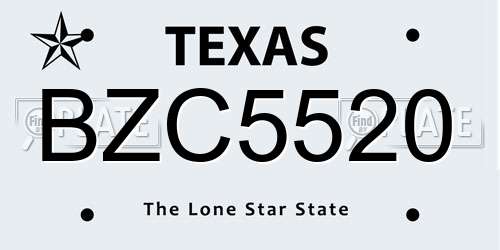 BZC5520 Texas License Plate
