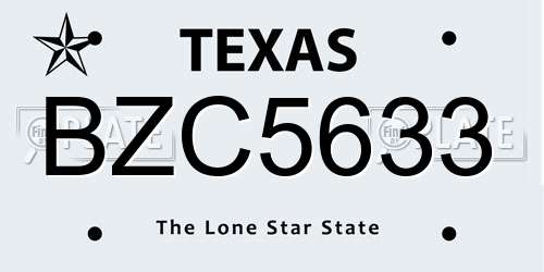 BZC5633 Texas License Plate