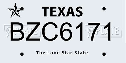BZC6171 Texas License Plate