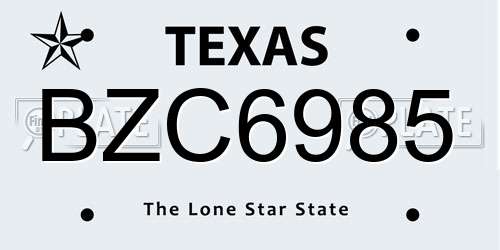 BZC6985 Texas License Plate