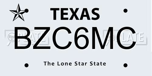 BZC6MC Texas License Plate