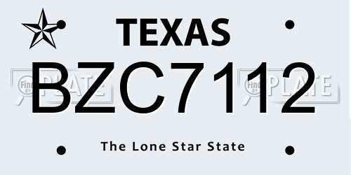 BZC7112 Texas License Plate