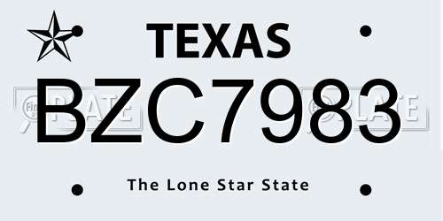 BZC7983 Texas License Plate