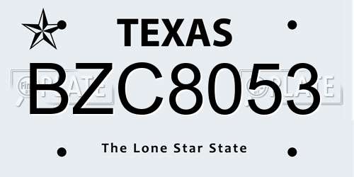 BZC8053 Texas License Plate