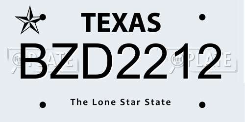 BZD2212 Texas License Plate