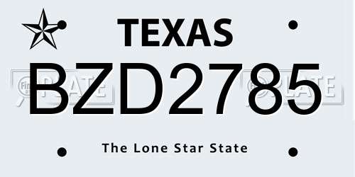 BZD2785 Texas License Plate