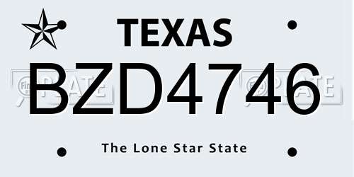 BZD4746 Texas License Plate