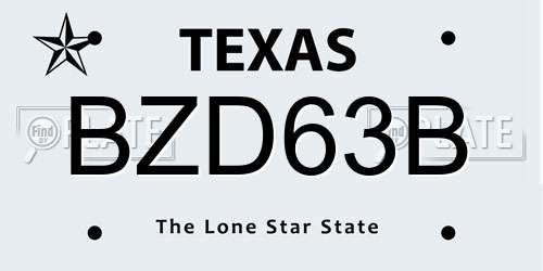 BZD63B Texas License Plate