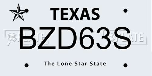 BZD63S Texas License Plate