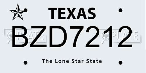 BZD7212 Texas License Plate