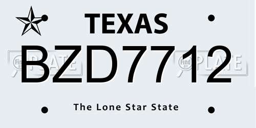 BZD7712 Texas License Plate