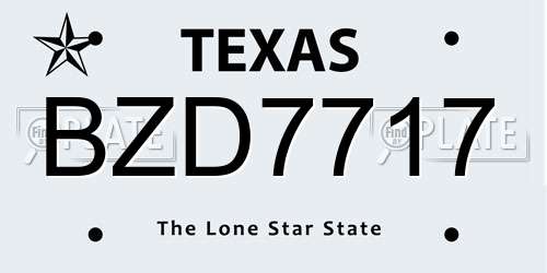 BZD7717 Texas License Plate
