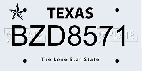 BZD8571 Texas License Plate