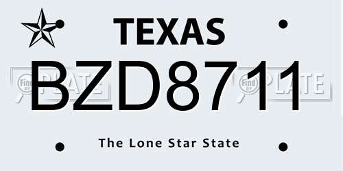 BZD8711 Texas License Plate