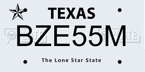 BZE55M Texas License Plate