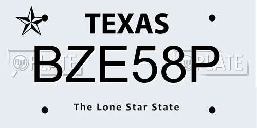 BZE58P Texas License Plate