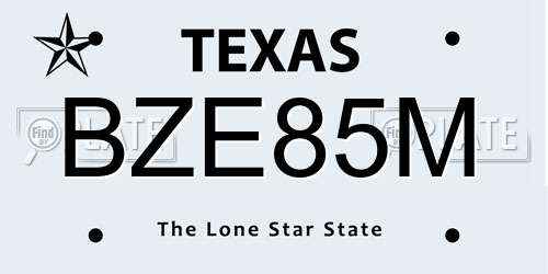 BZE85M Texas License Plate