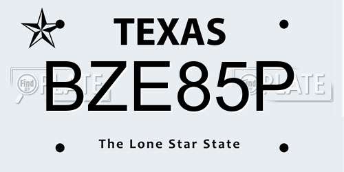 BZE85P Texas License Plate