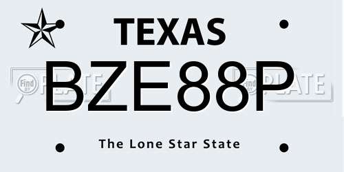 BZE88P Texas License Plate
